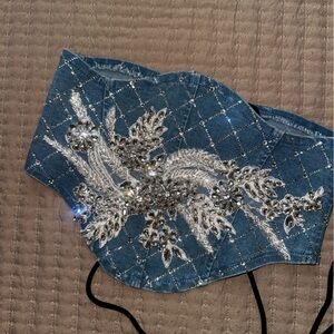 Embellished Blue Denim Belt | AKIRA